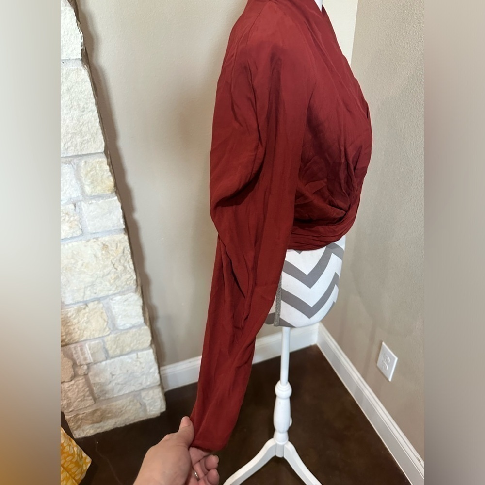 EXPRESS Wrap Blouse in Deep Rust, EUC! - image 4